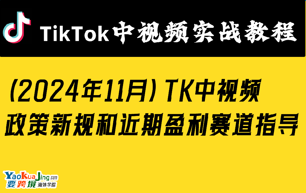 （2024年11月）TK中视频政策新规和近期盈利赛道指导